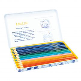 Azulejos Designdose mit 12 Premium-Buntstiften und 2 Schablonen 