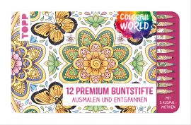 Colorful World Designdose mit 12 Buntstiften 