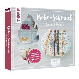 Boho-Schmuckset Love & Peace (Dunkelrot/ Grau) 