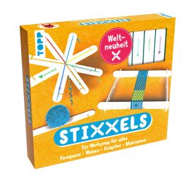 Kreativ-Set Stixxels - Das Universalwerkzeug für Makramee, Knüpfen, Pompons und Weben. Weltneuheit! 